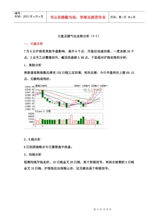 大盘及煤气化走势分析7-7