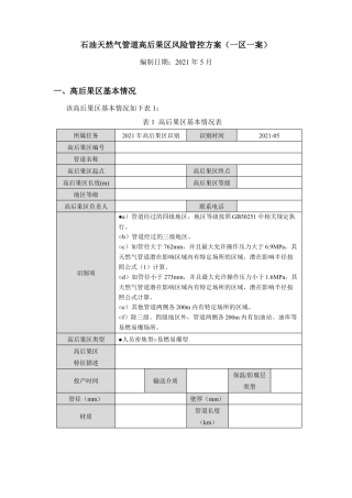 石油天然气管道高后果区风险管控方案一区一案