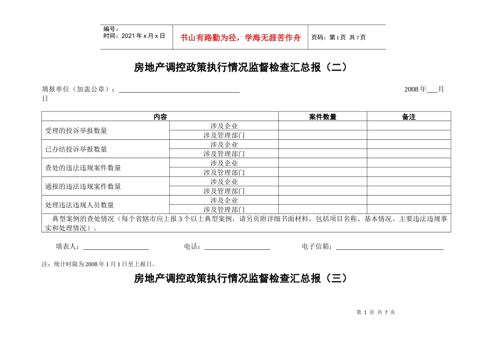 房地产调控政策执行情况监督检查汇总报_第1页