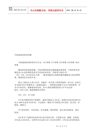 手机液晶屏种类解析