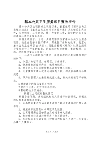 基本公共卫生服务项目整改报告