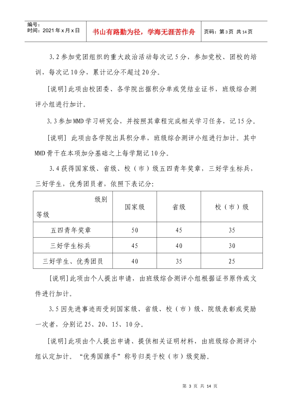 华北水利水电学院学生德智体综合测评实施细则(试行)说明_第3页