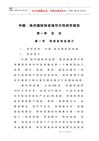 国际珠宝城可行性研究报告