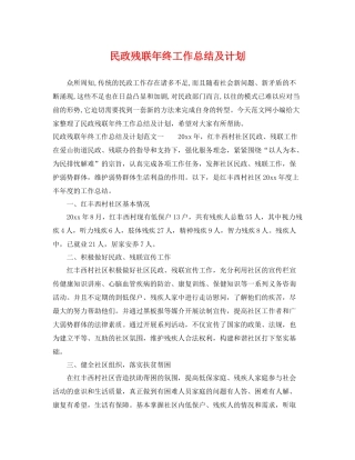 民政残联年终工作总结及计划 