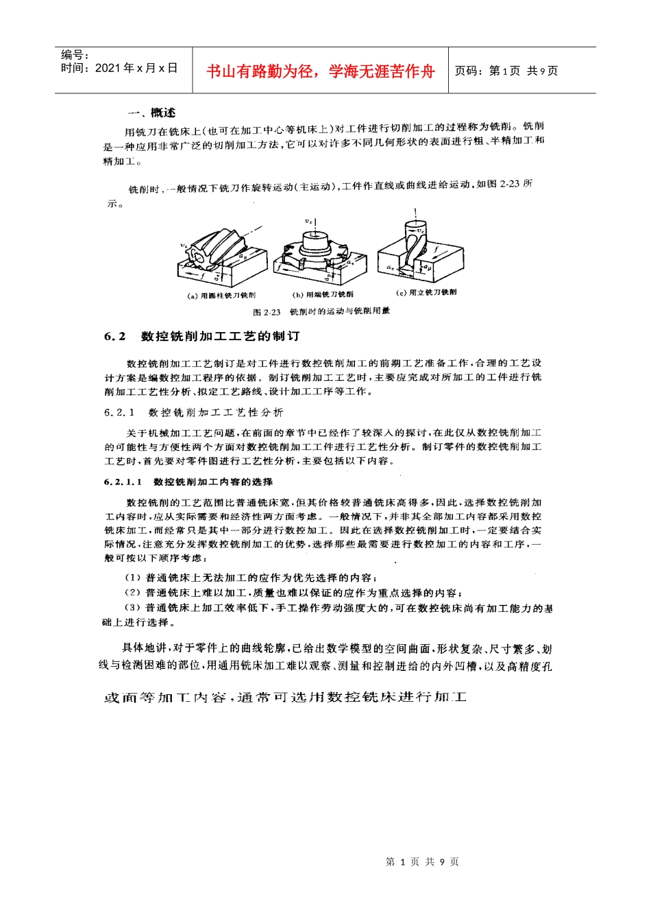数控铣削加工工艺_第1页