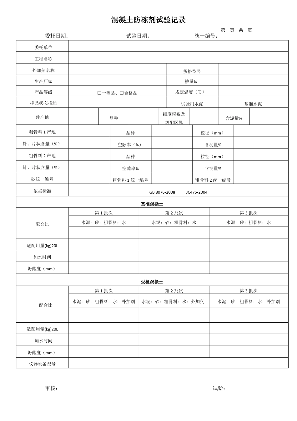 混凝土防冻剂试验记录_第1页