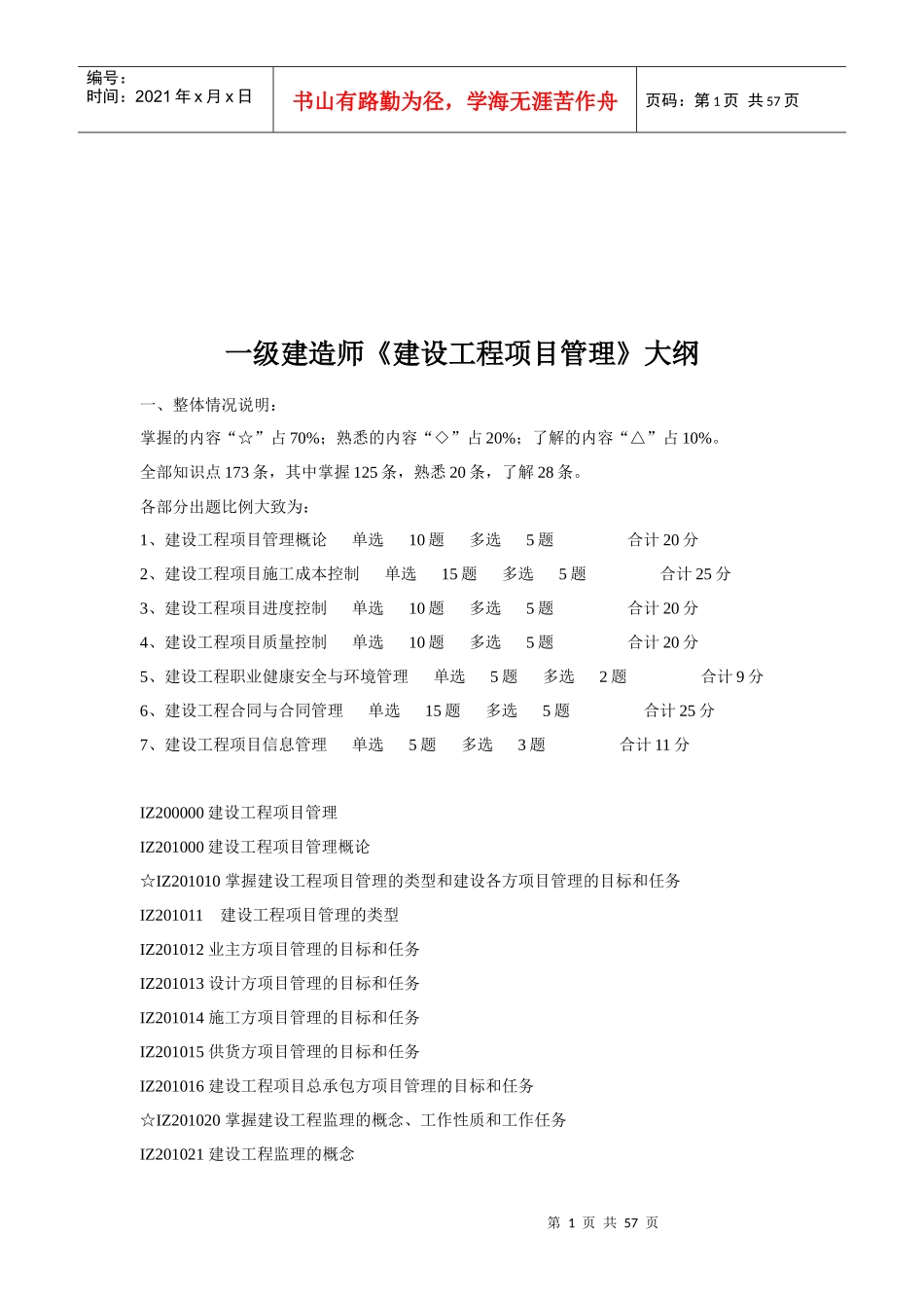 建设工程项目管理考试要点概述_第1页