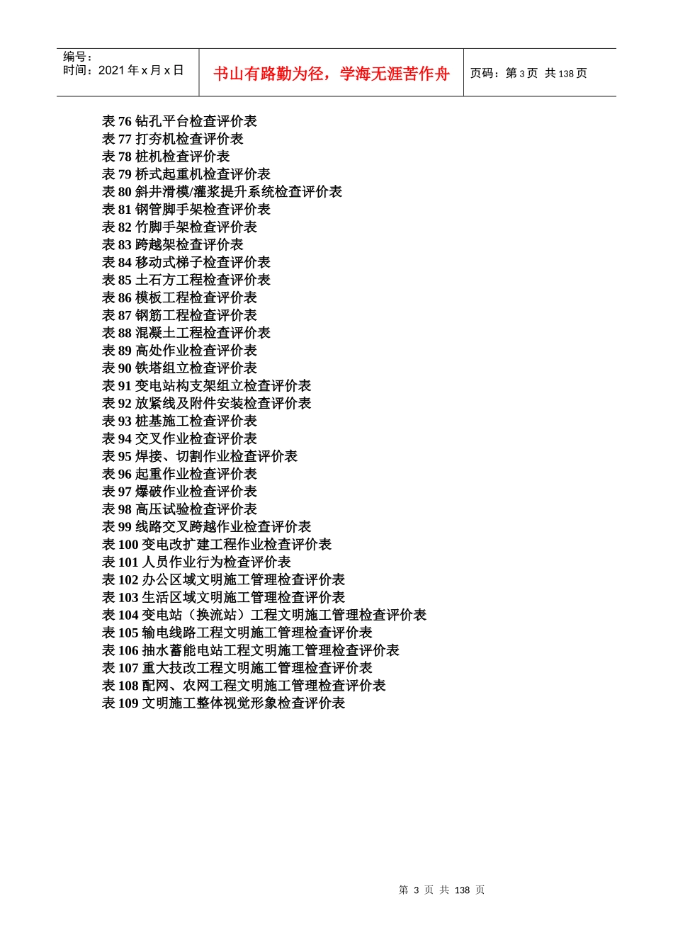 南方电网基建工程安全文明施工检查评价表_第3页