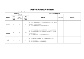 质量环境食品安全三标一体内审检查表