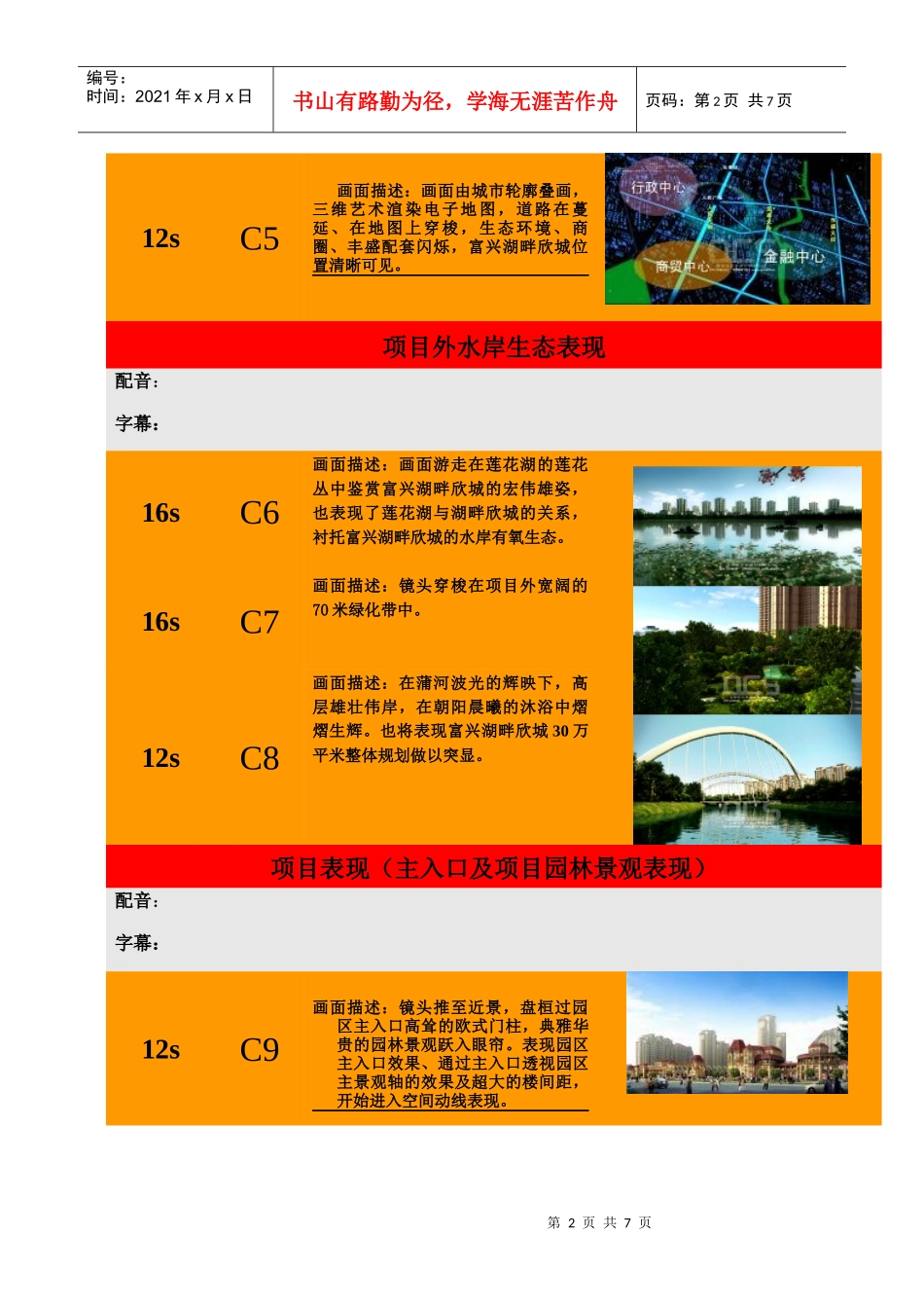 富兴 湖畔欣城300秒 分镜脚本七彩石科技_第2页