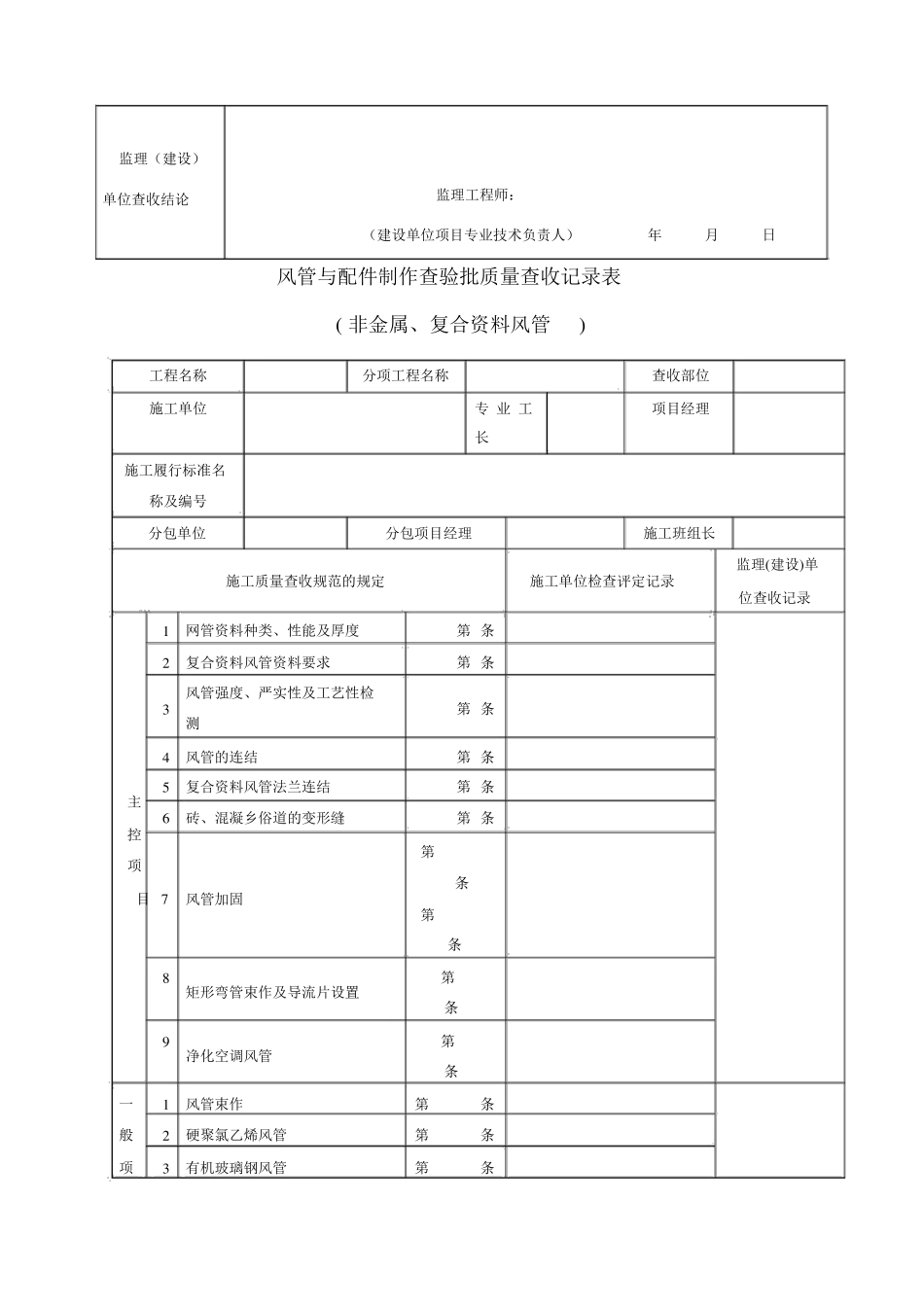 通风及空调工程检验批质量验收记录表_第2页