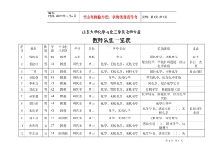 山东大学化学与化工学院化学专业
