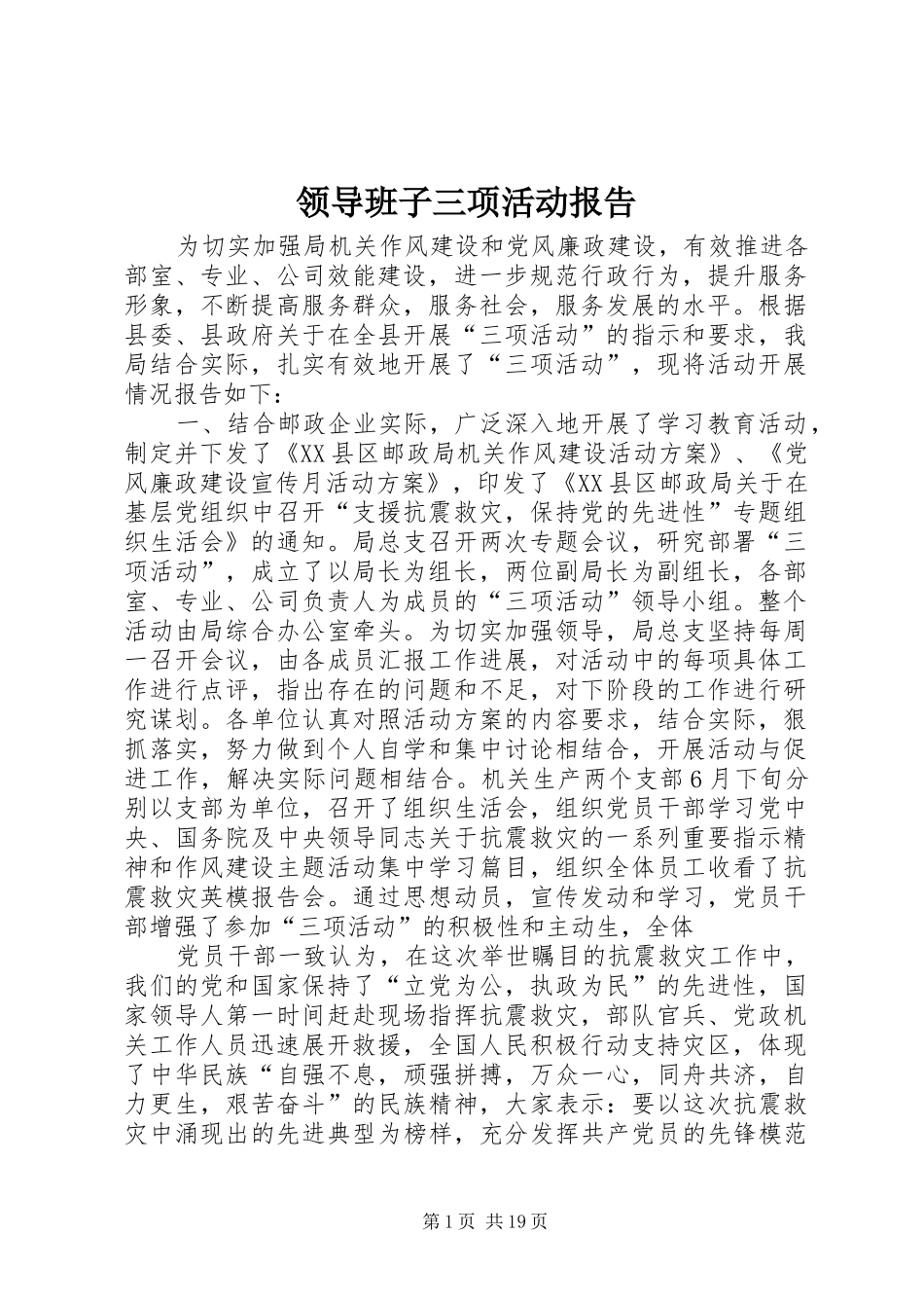 领导班子三项活动报告_第1页