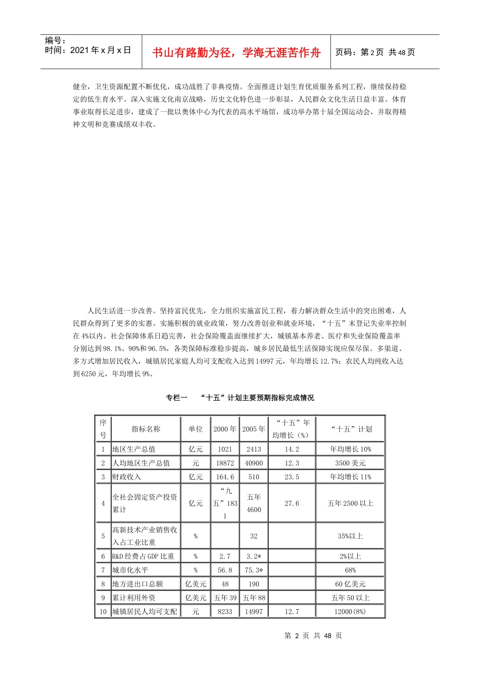 南京市国民经济和社会发展第十一个五年规划纲要_第2页
