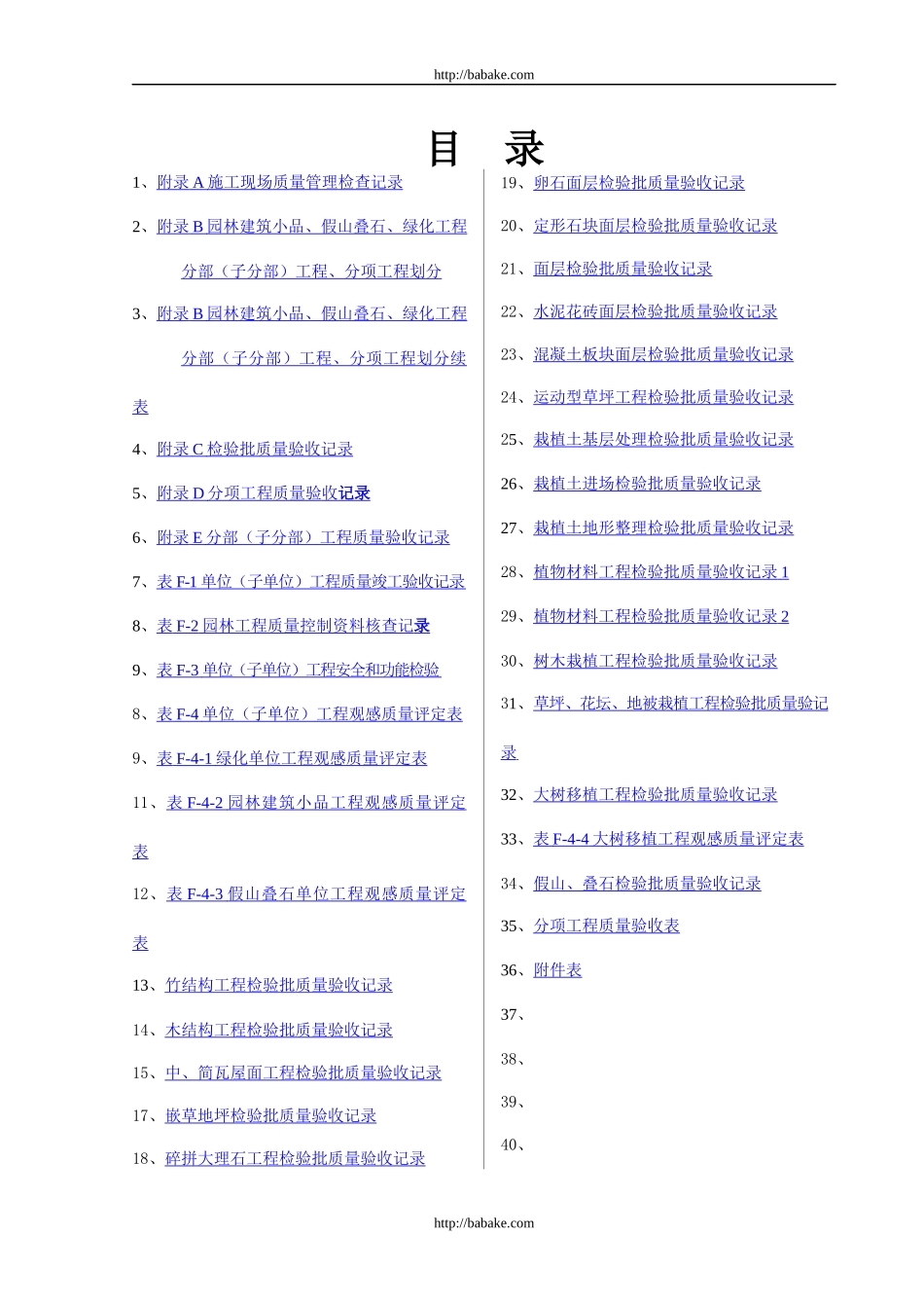 园林绿化工程验收标准(试行)检验批表格_第1页