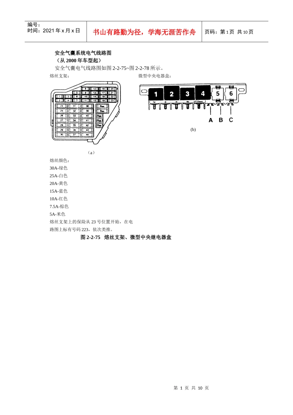 安全气囊系统电气线路图(1)_第1页