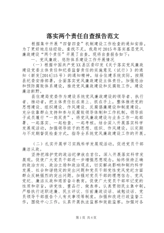 落实两个责任自查报告范文