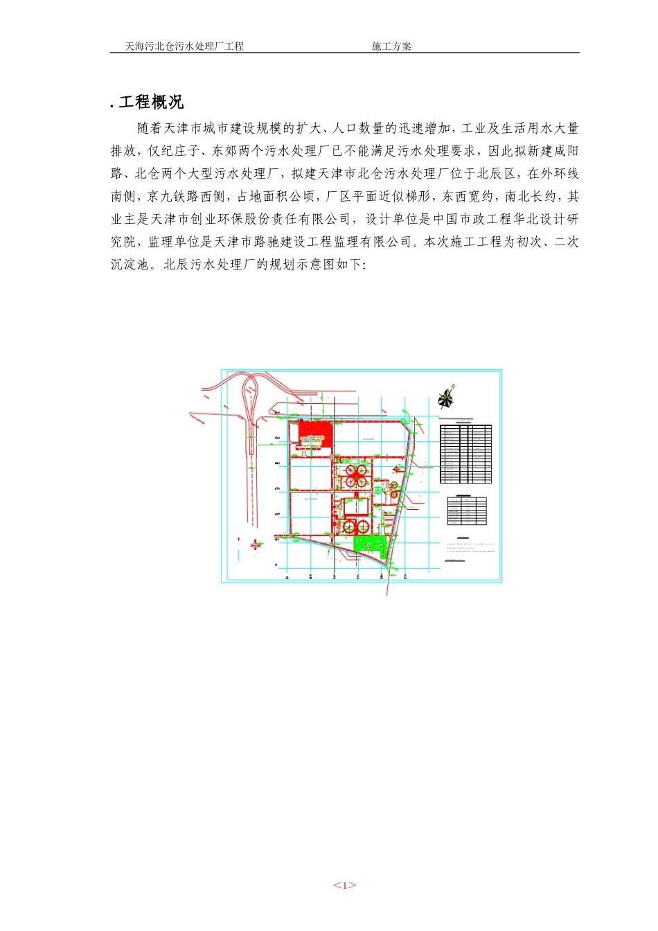 天海污北仓污水处理厂工程施工组织设计方案(DOC191页)_第1页