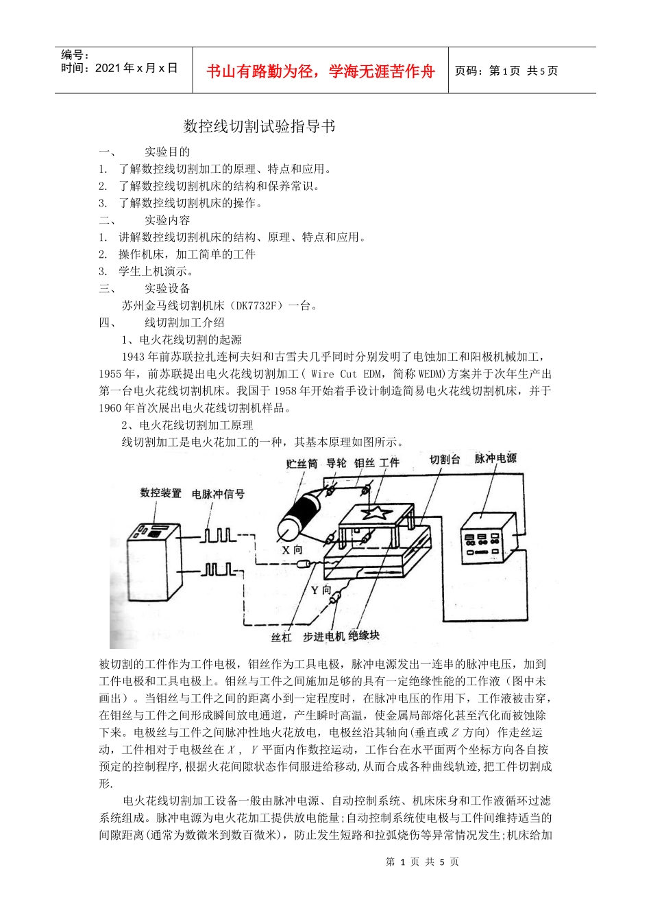 数控线切割试验指导书_第1页