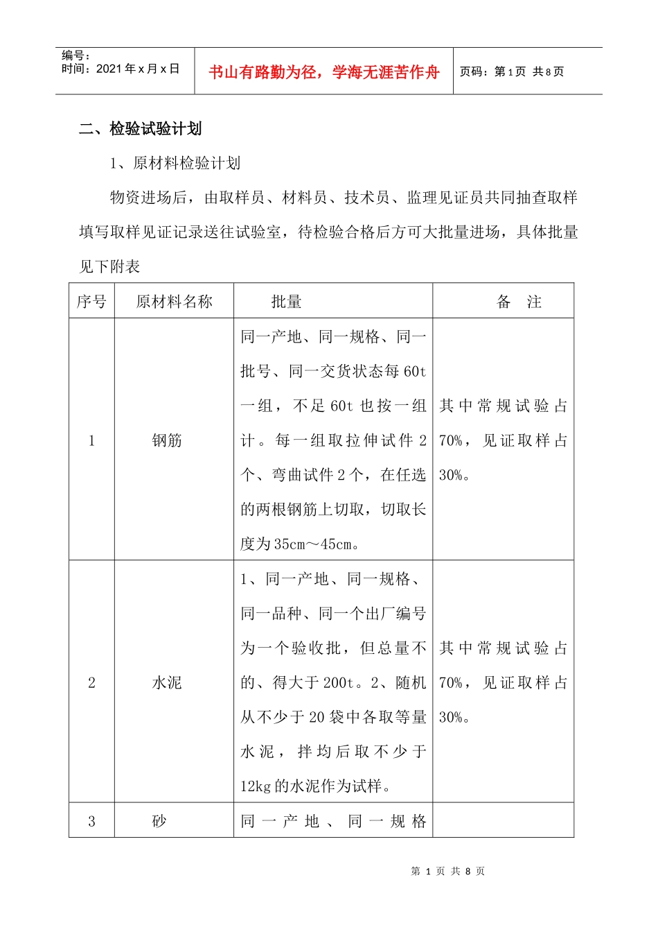 建筑工程质量检验计划_第2页