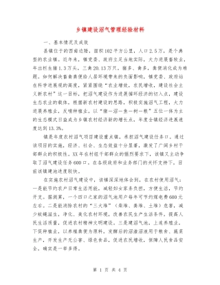 乡镇建设沼气管理经验材料