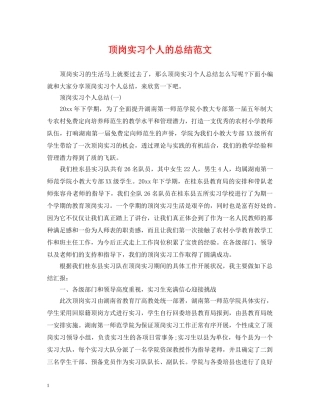 顶岗实习个人的总结范文 
