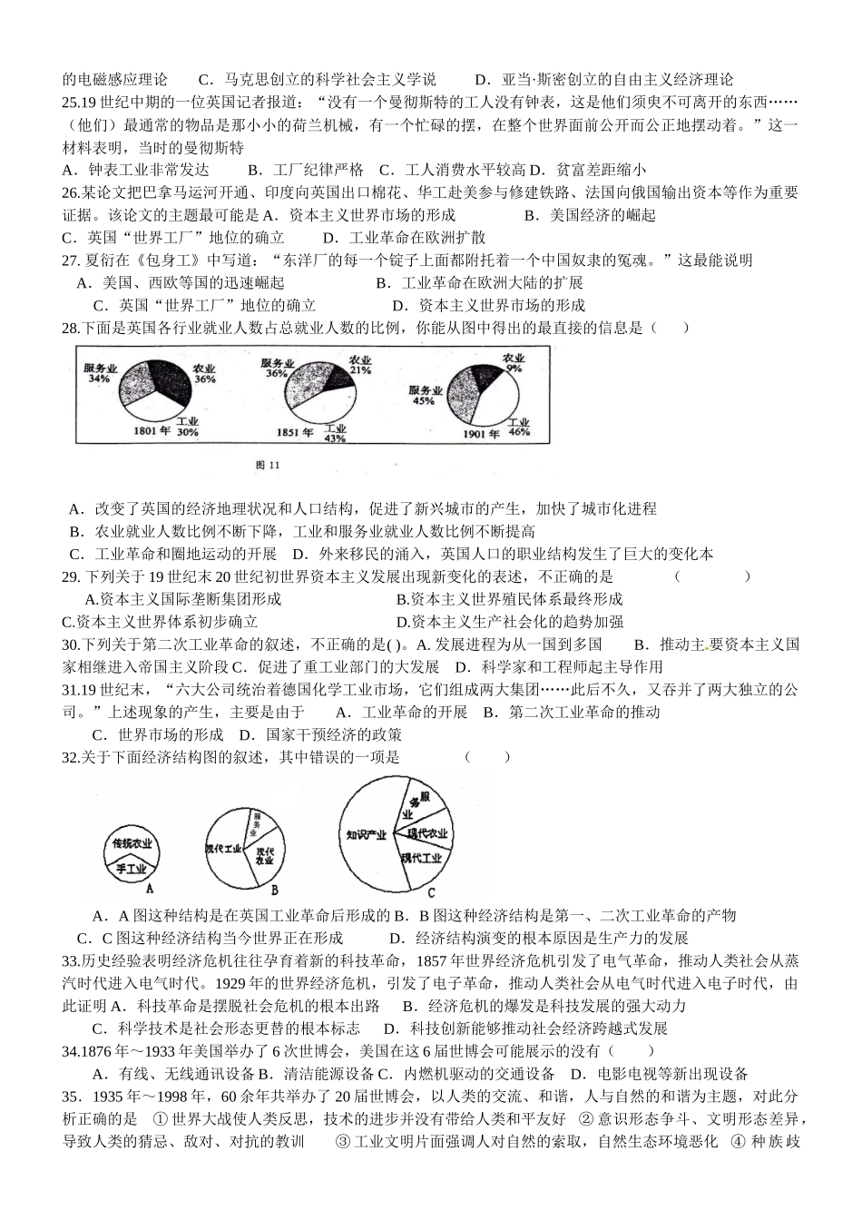 资本主义世界市场的形成与发展考试试题_第3页