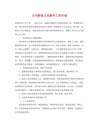 公司财务人员新年工作计划 