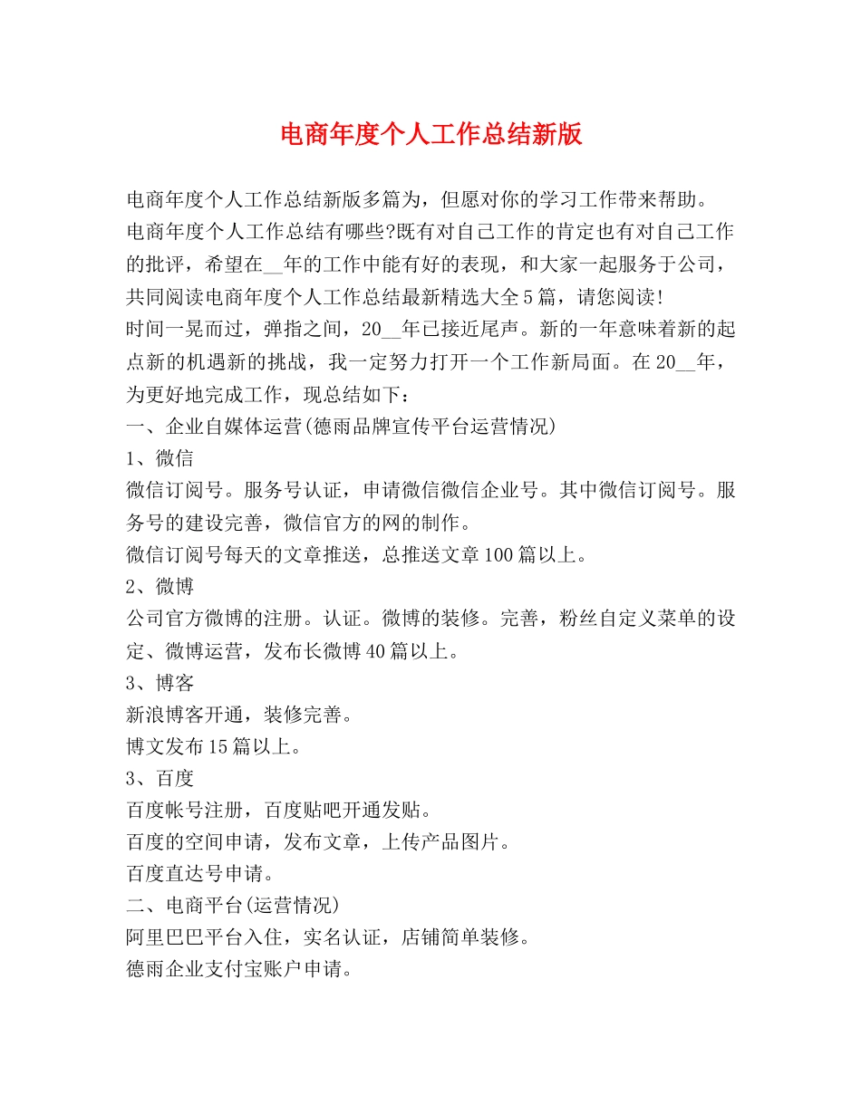 电商年度个人工作总结新版 _第1页