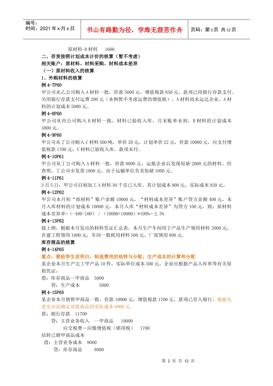 (财务会计)存货答案_第2页