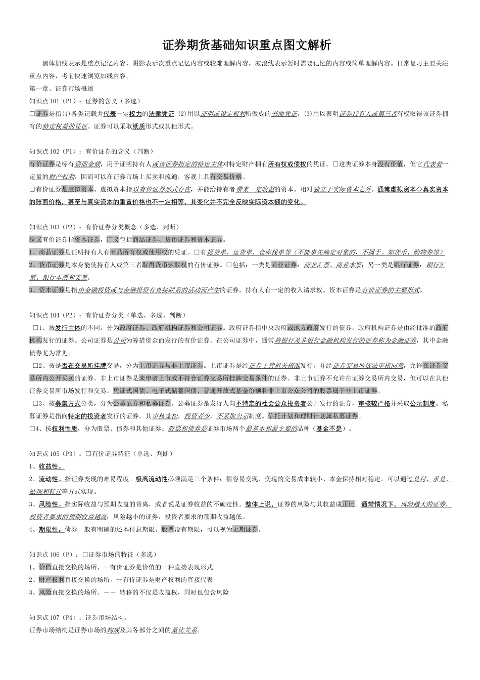 证券期货基础知识重点图文解析_第1页