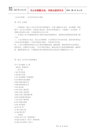 工会会计制度——会计科目和会计报表(全)