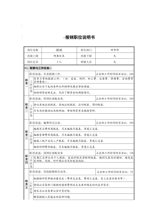 财务审计部报销岗位说明书