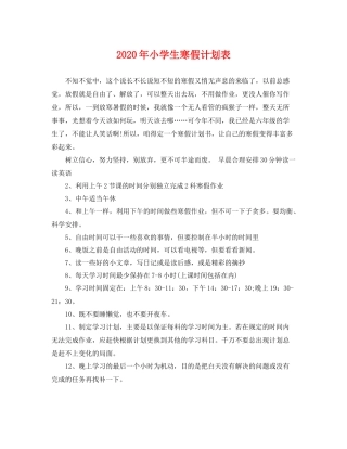 2020年小学生寒假计划表 