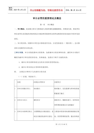 企业财务审计必背的重要理论及概念