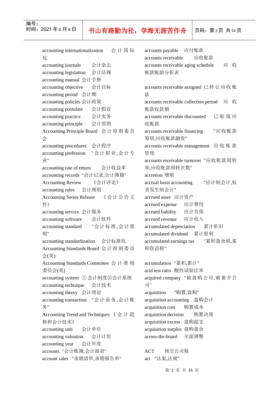 专业会计英语词汇大全(精华)_第2页