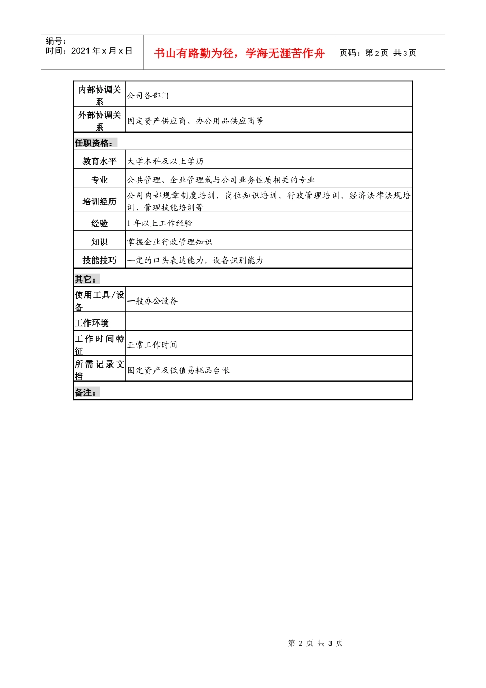 某发电企业固定资产与低值易耗品职务说明书_第2页