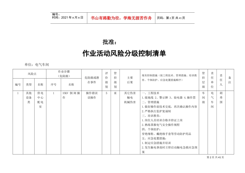 作业活动风险分级控制清单(DOC37页)_第2页