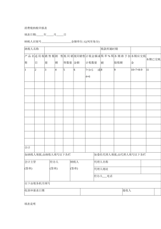 消费税纳税申报表汇总