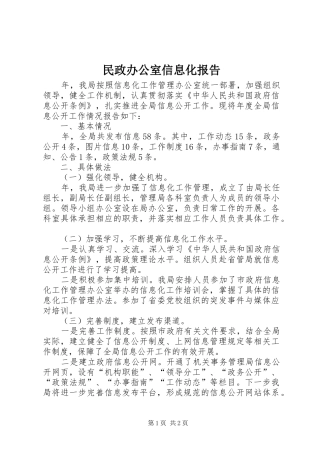 民政办公室信息化报告