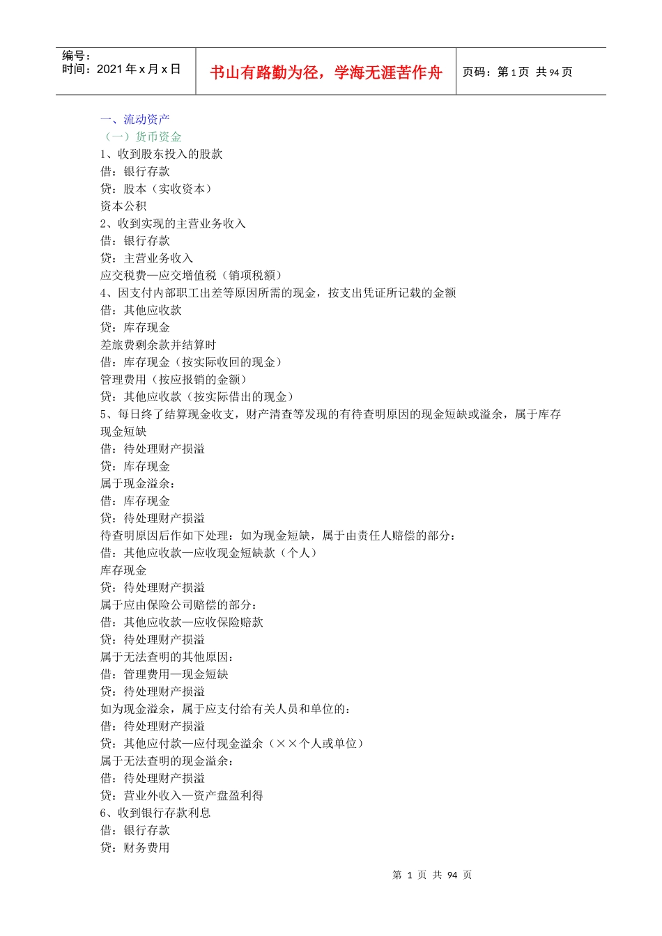 中级会计实务分录汇总_第1页
