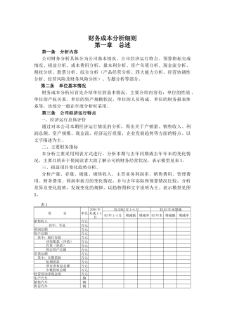 财务成本分析规范准则