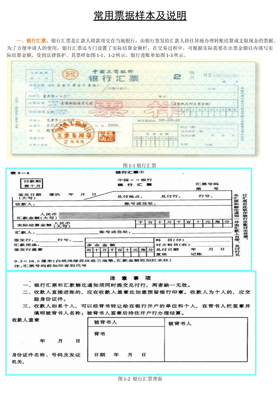 银行常用票据样本_第1页