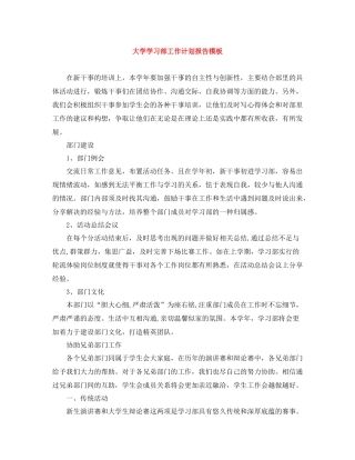 大学学习部工作计划报告模板 