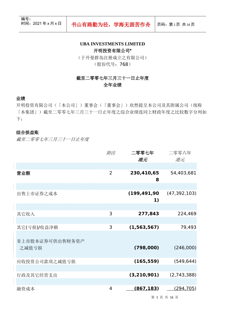 (简体)开明投资有限公司_第1页