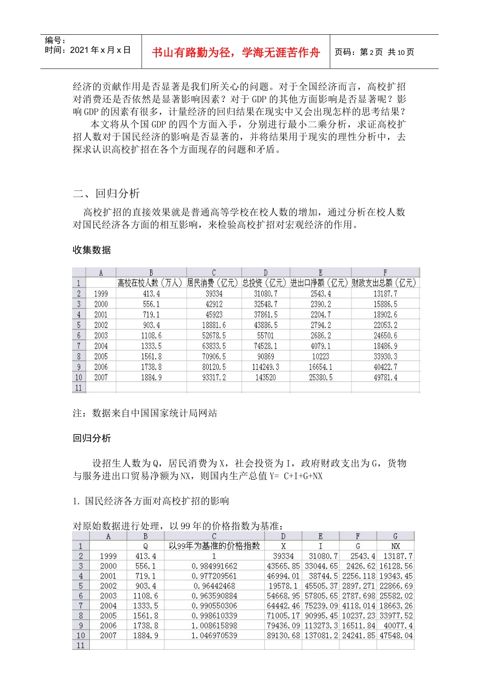 高校扩招对于经济的计量经济分析以及其现实意义的思考_第2页