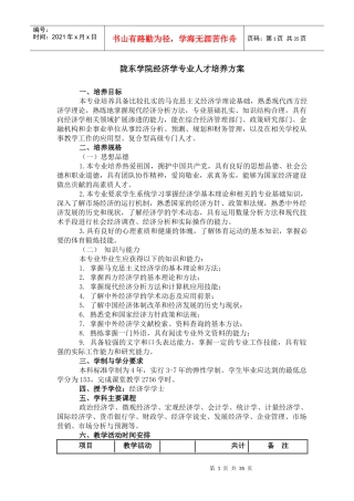 陇东学院经济学