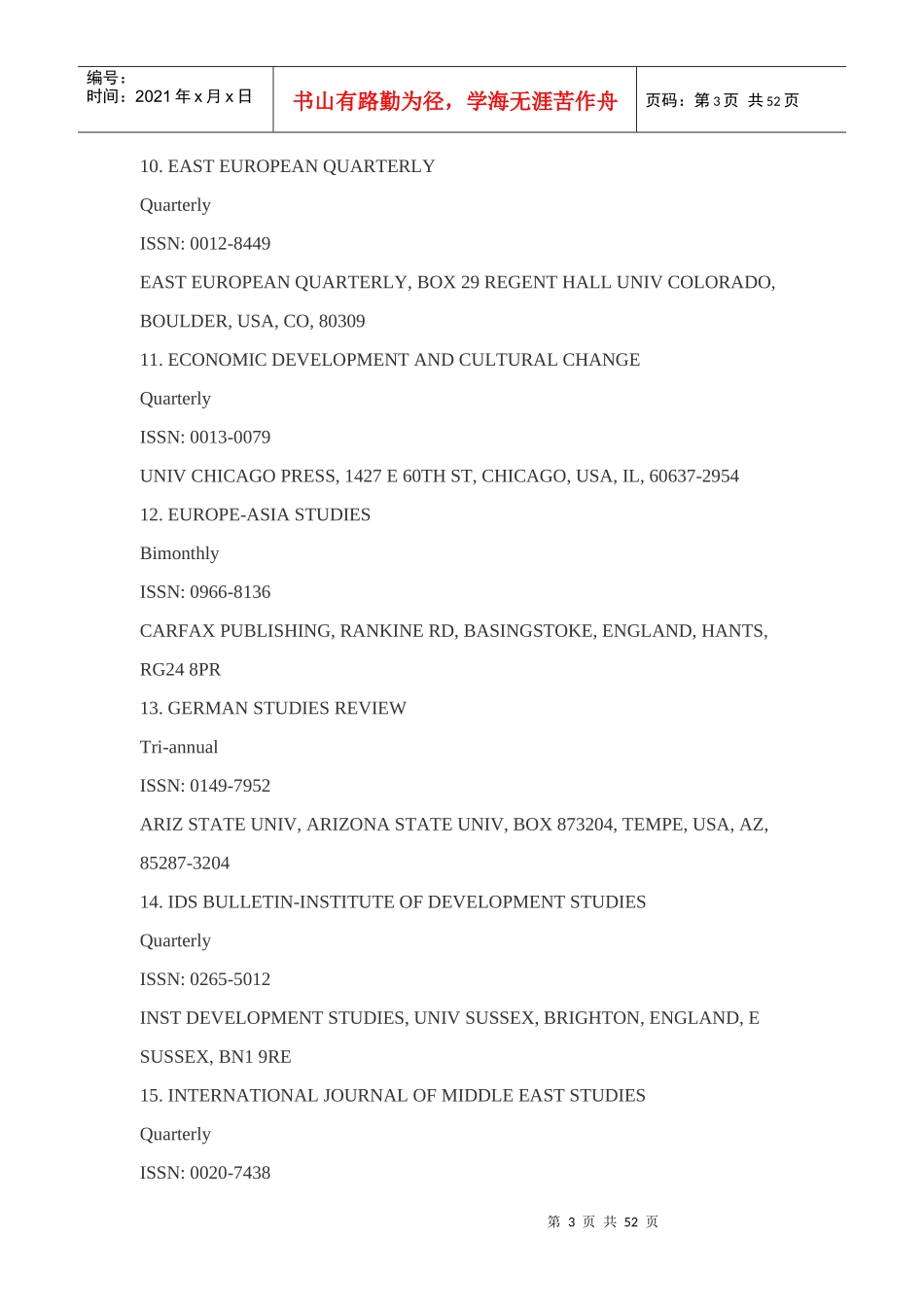 SSCI收录期刊经济管理类_第3页