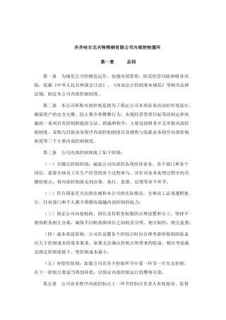 齐齐哈尔北兴特殊钢有限公司内部控制循环