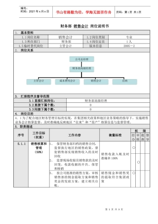 4财务部销售会计岗位说明书